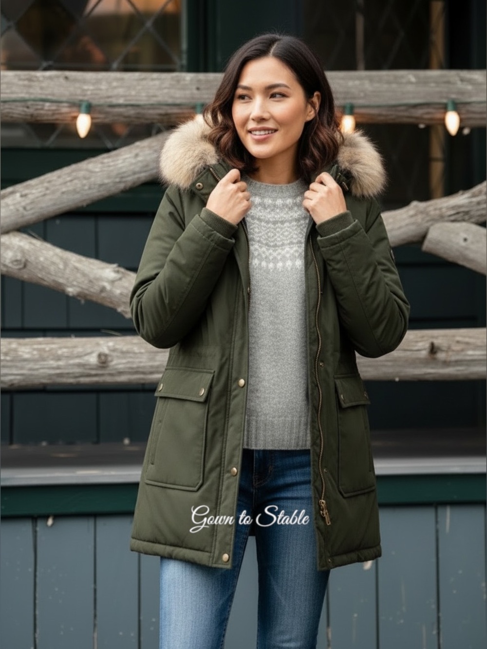 Michael Kors Premium Heavy Down Filled Faux Fur Trim Hooded Coat